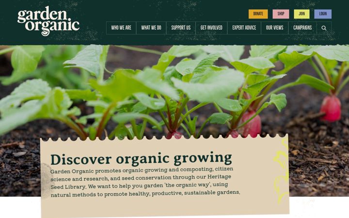 Snímek obrazovky gardenorganic.org.uk