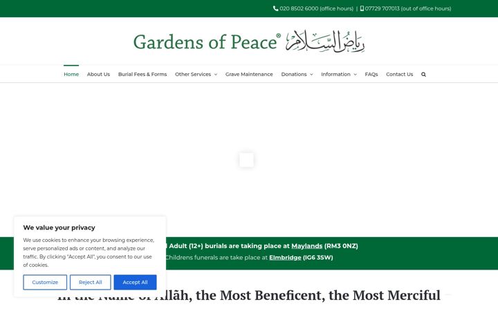 Screenshot of gardens-of-peace.org.uk