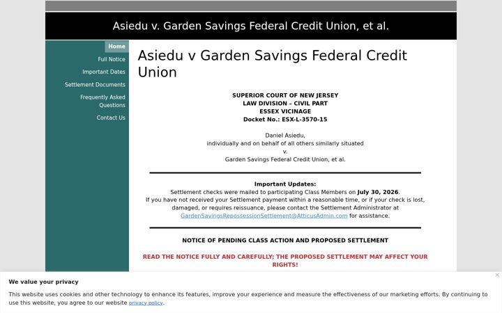Screenshot of gardensavingsrepossessionsettlement.com