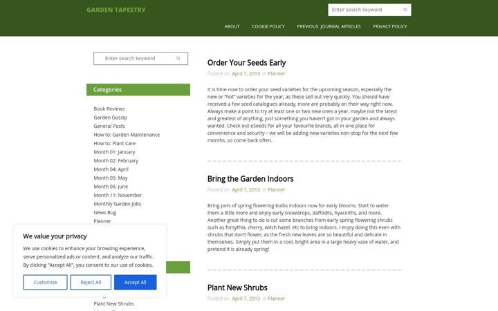 Screenshot of gardentapestry.co.uk