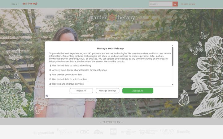 Screenshot of gardentherapy.ca