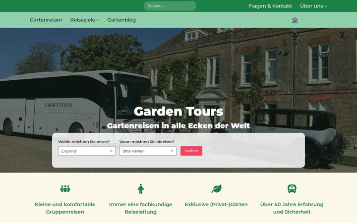 Screenshot of gardentours.de
