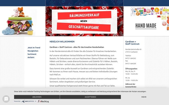 Screenshot of gardinen-stoffcentrum-cuxhaven.de