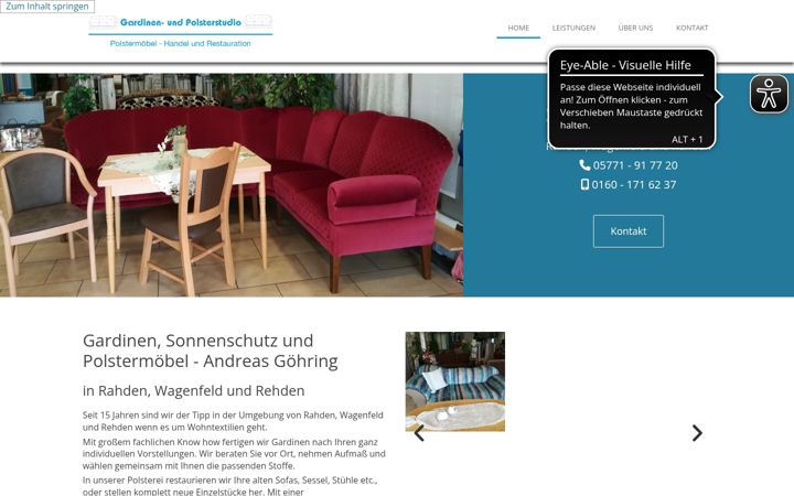 Screenshot of gardinenundpolsterstudio.de