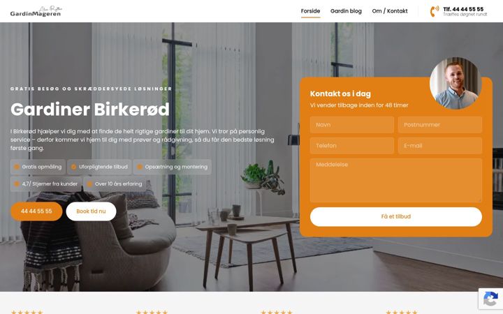 Skärmbild av gardiner-birkeroed.dk