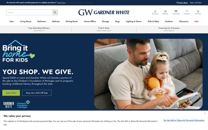 Captura de ecrã de gardner-white.com