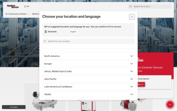 Screenshot of gardnerdenver.com