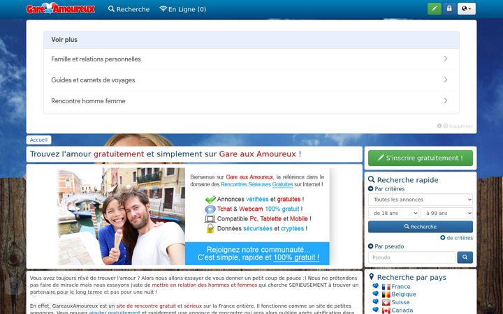 Screenshot of gareauxamoureux.com