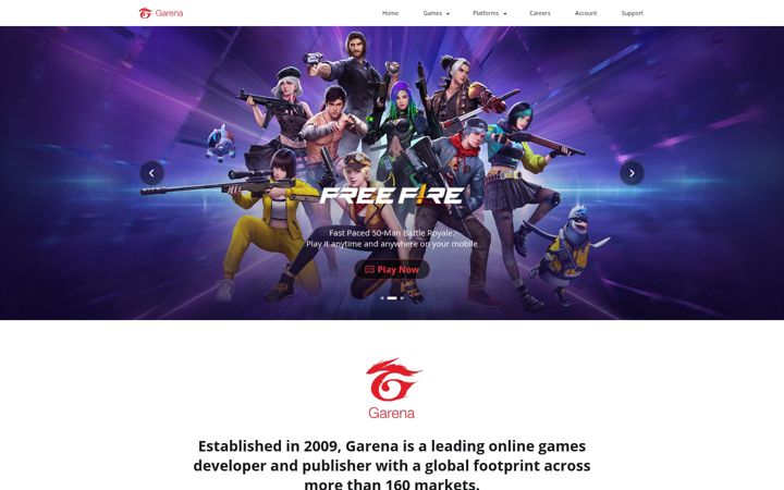 Captură de ecran a garena.com