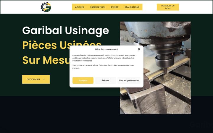 Screenshot of garibal-usinage.com