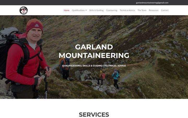 Screenshot of garlandmountaineering.co.uk