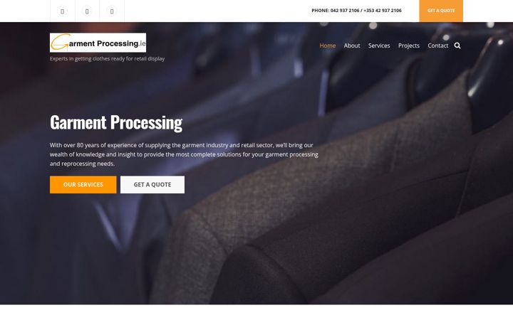 Screenshot of garmentprocessing.ie