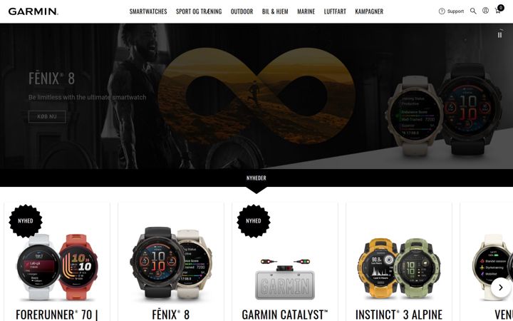 Screenshot stránky garmin.com