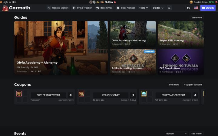 Screenshot of garmoth.com