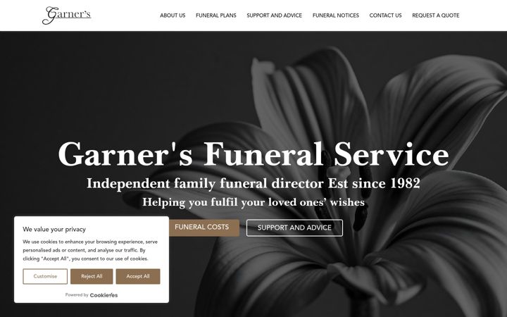 Screenshot of garnersfunerals.com