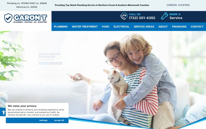 Screenshot of garontplumbingandheating.com
