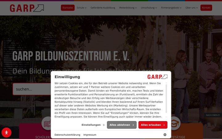 Screenshot of garp.de
