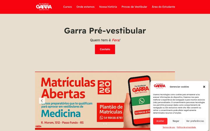 Screenshot of garraprevestibular.com.br