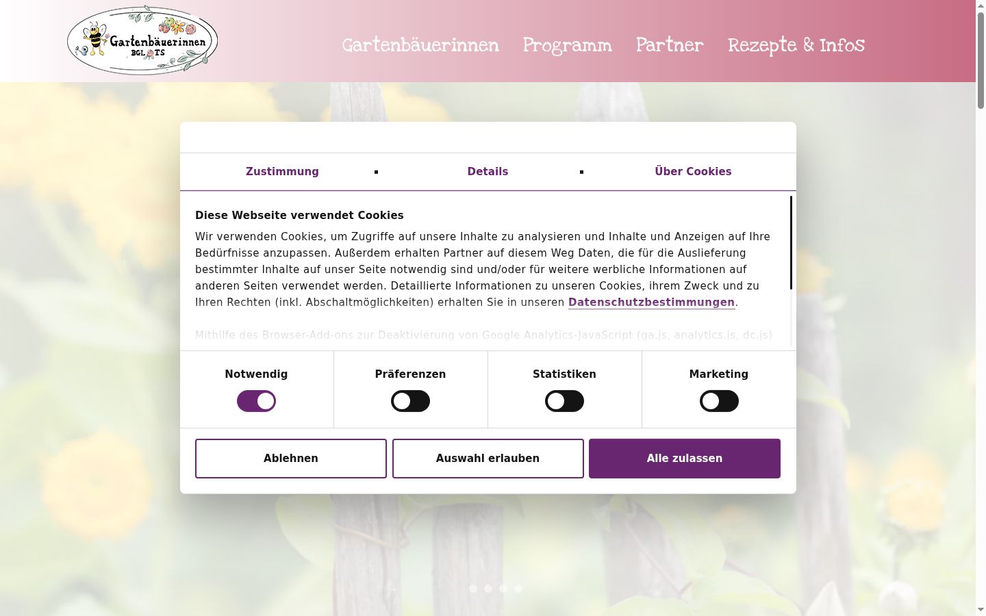 Screenshot of the consent banner shown before any interaction