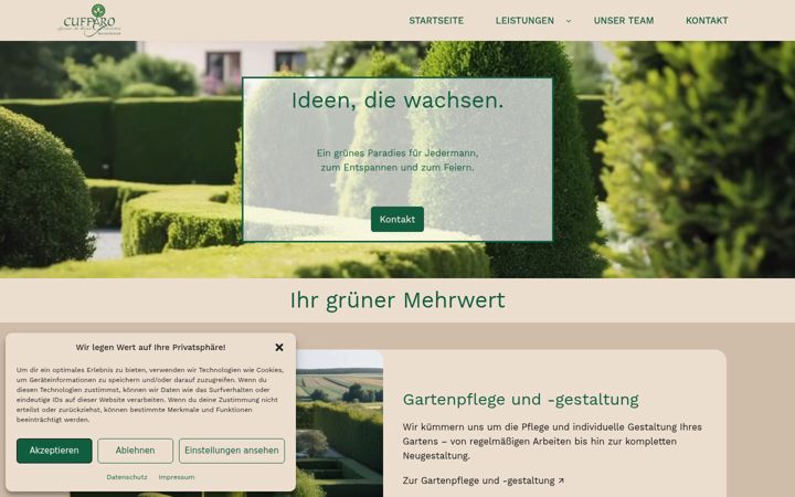 Screenshot of gartenbau-cuffaro.de
