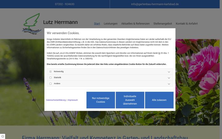 Screenshot of gartenbau-herrmann-karlsbad.de