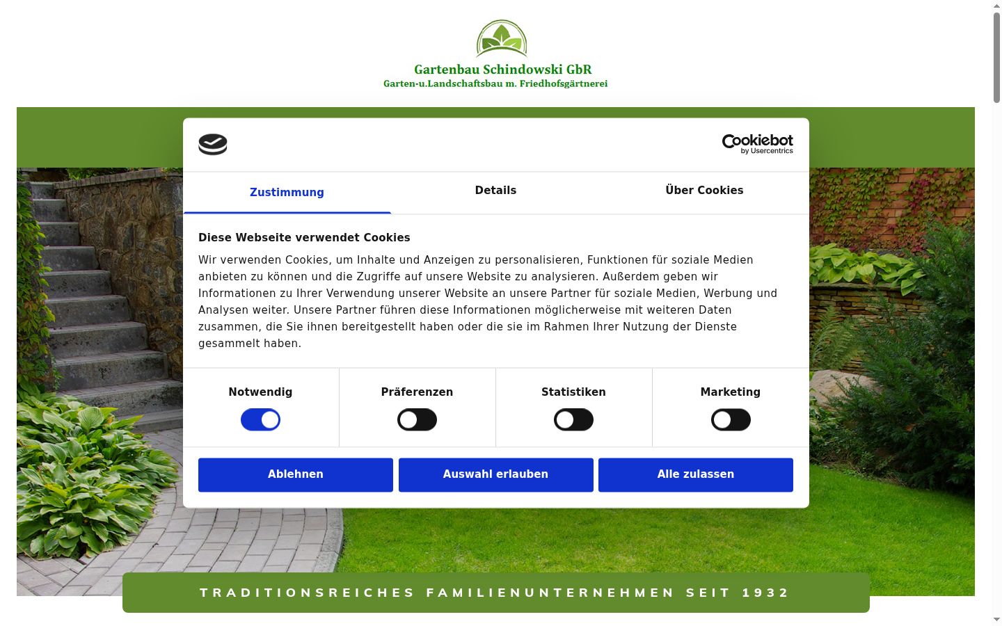 Screenshot del banner di consenso mostrato prima di qualsiasi interazione