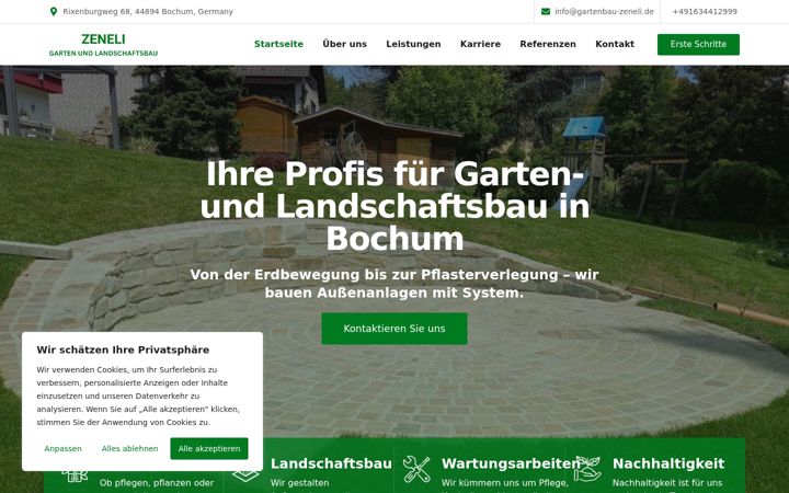 Screenshot of gartenbau-zeneli.de