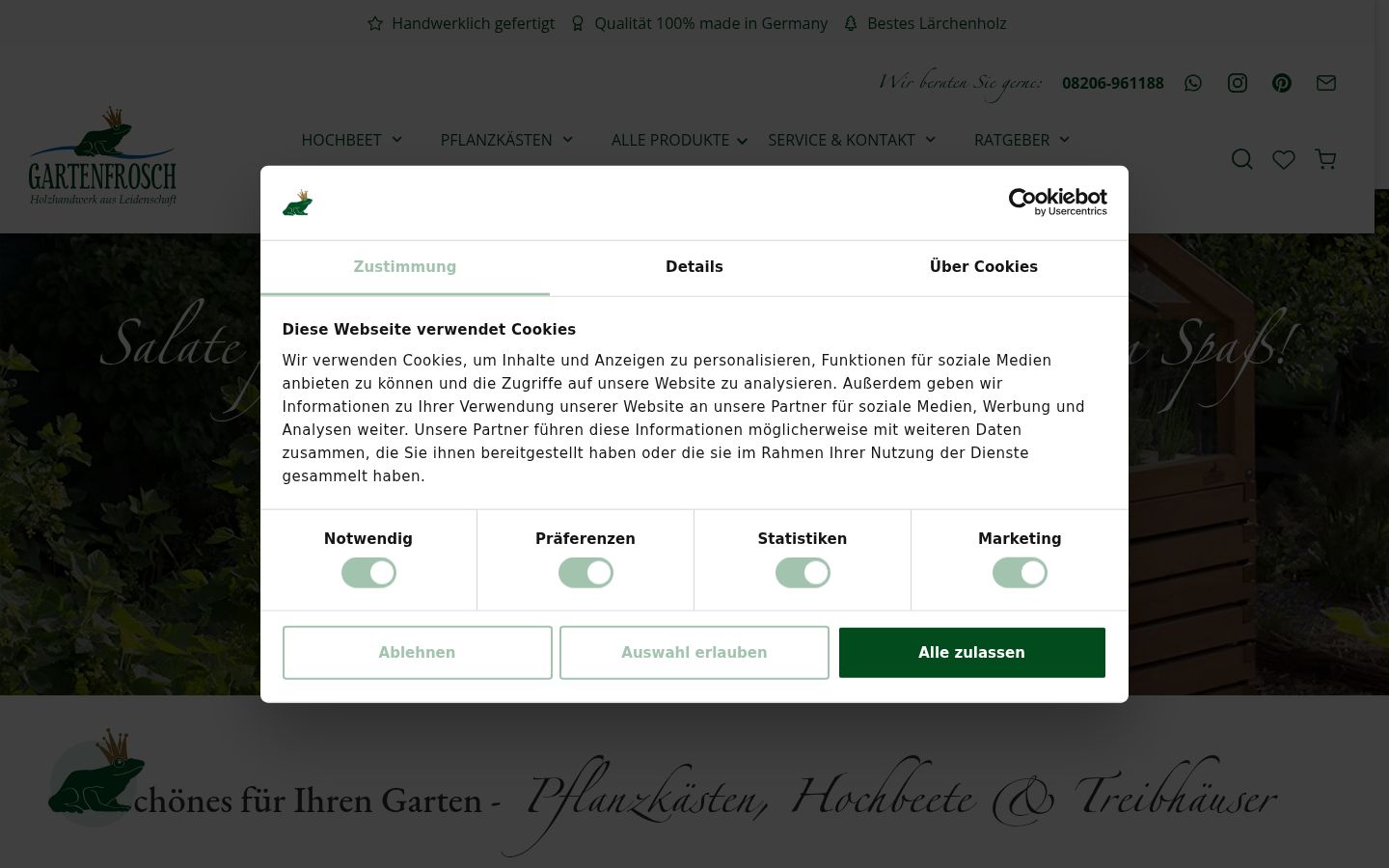 Captura de pantalla del banner de consentimiento mostrado antes de cualquier interacción