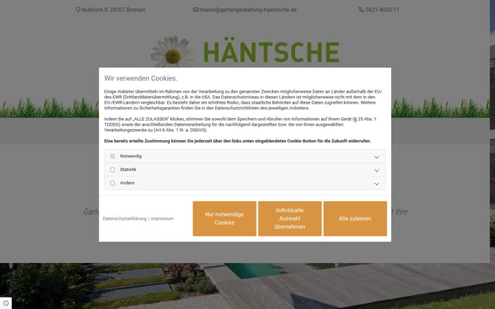 Screenshot of gartengestaltung-haentsche.de