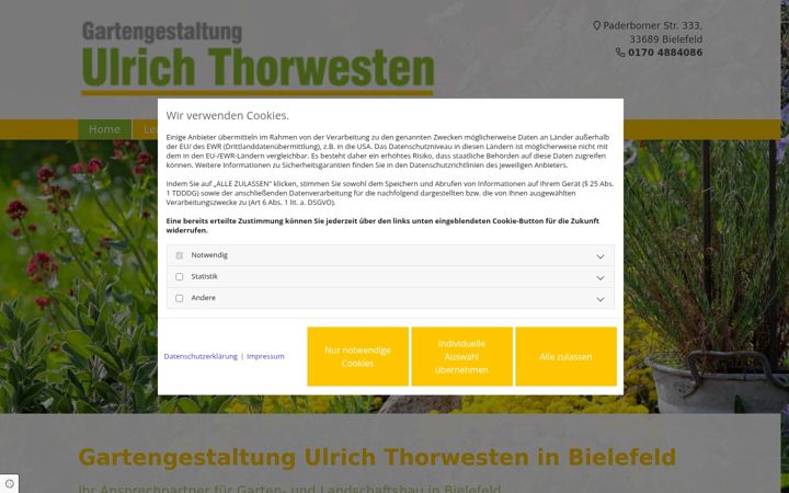 Captură de ecran a gartengestaltung-thorwesten.de