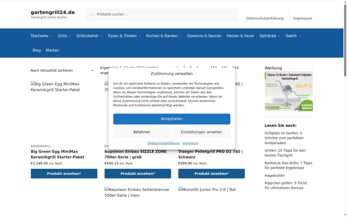 Screenshot del banner di consenso mostrato prima di qualsiasi interazione