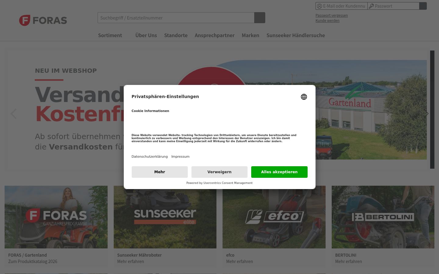 Ekrānuzņēmums ar piekrišanas baneri, kas tika rādīts pirms jebkādas mijiedarbības