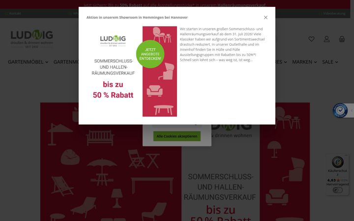 Screenshot of gartenmoebel-ludwig.de