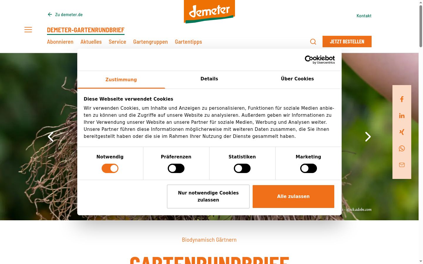 Screenshot van de toestemmingsbanner zoals getoond vóór enige interactie