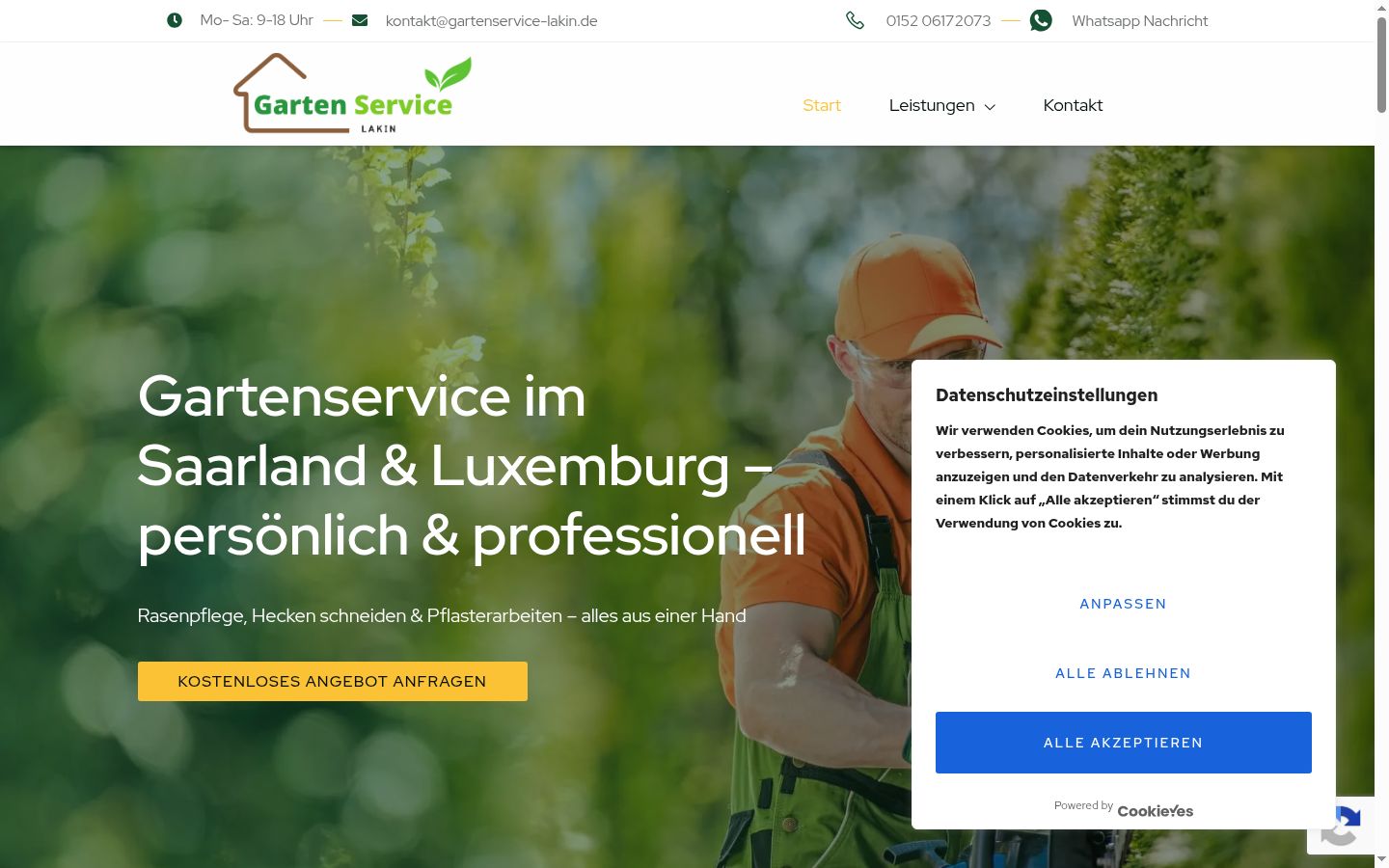 Screenshot des Einwilligungsbanners vor jeglicher Interaktion