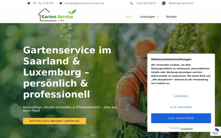 Captură de ecran a gartenservice-lakin.de