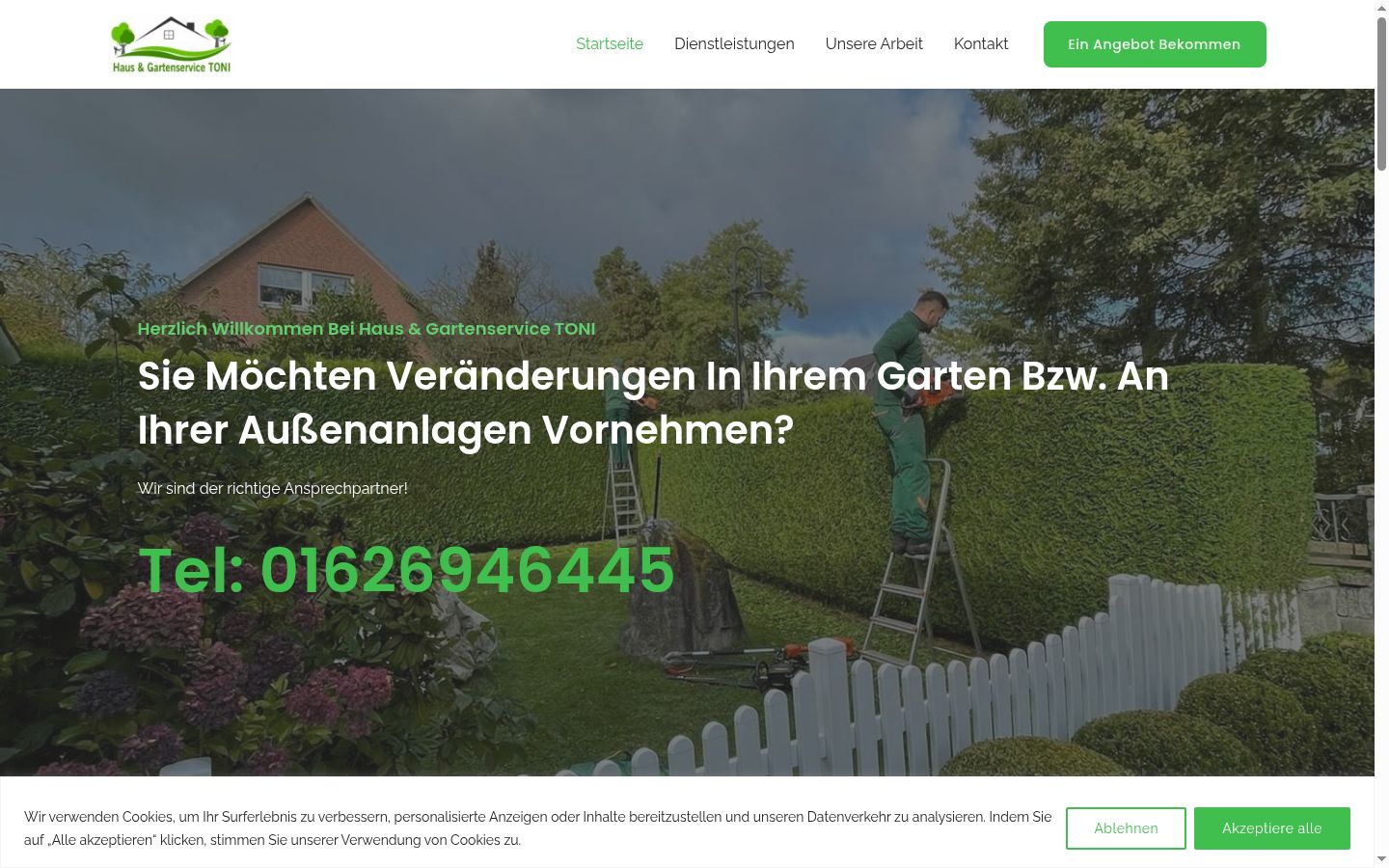 Screenshot van de toestemmingsbanner zoals getoond vóór enige interactie