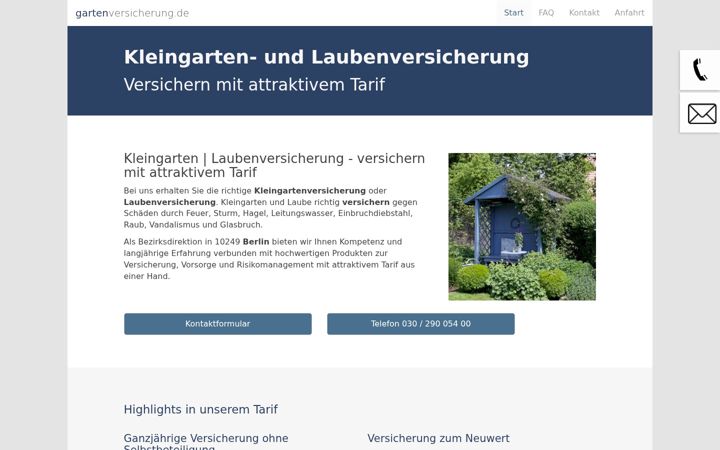 Zrzut ekranu gartenversicherung.de