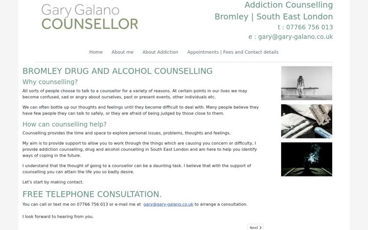 Screenshot of gary-galano.co.uk