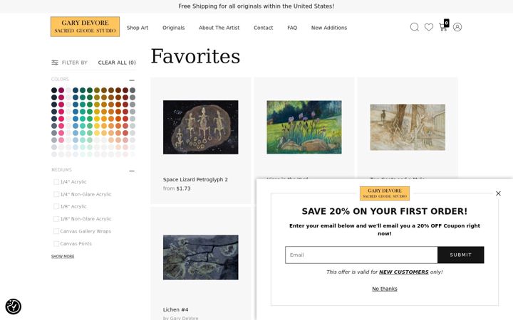 Screenshot of garydevoreart.com