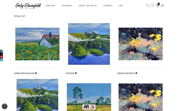 Screenshot of garygreenfieldart.com