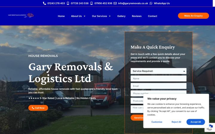 Screenshot of garyremovals.co.uk