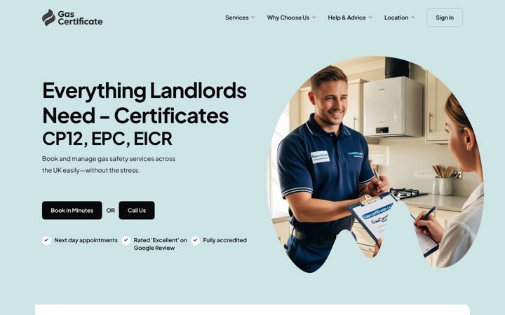Screenshot of gascertificate.co.uk