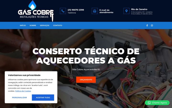 Screenshot of gascobreaquecedoresrj.com.br