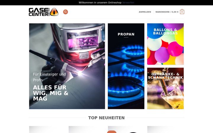 Screenshot of gasecenter-onlineshop.de