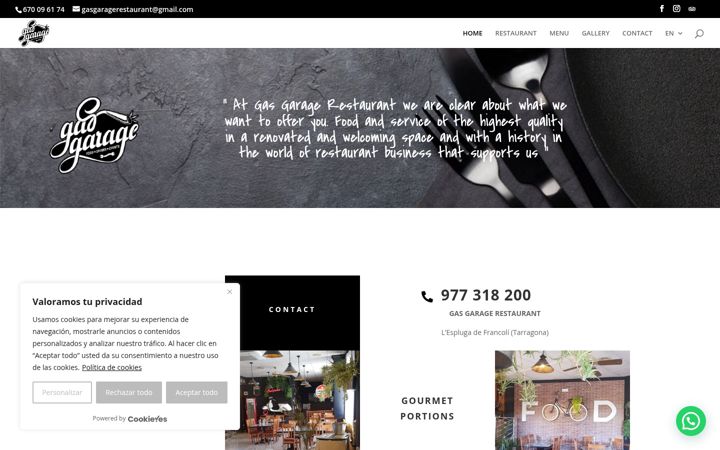Screenshot of gasgarage-restaurant.com