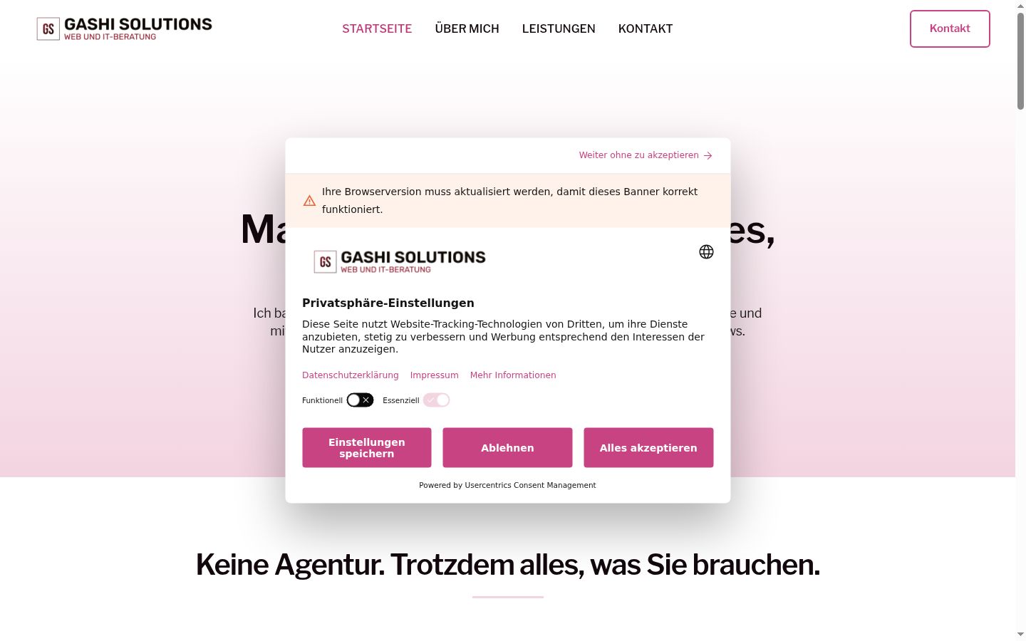 Sutikimo reklamjuostės, rodytos prieš bet kokią sąveiką, ekrano kopija