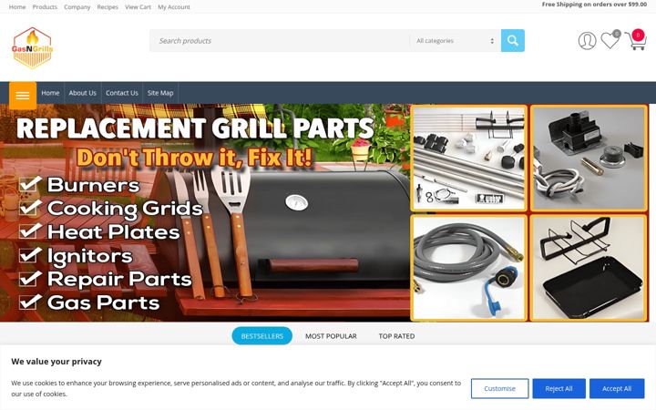 Capture d'écran de gasngrills.com