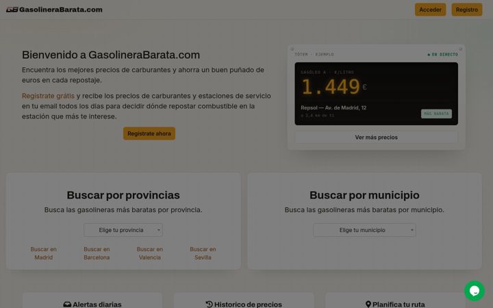 Screenshot of gasolinerabarata.com