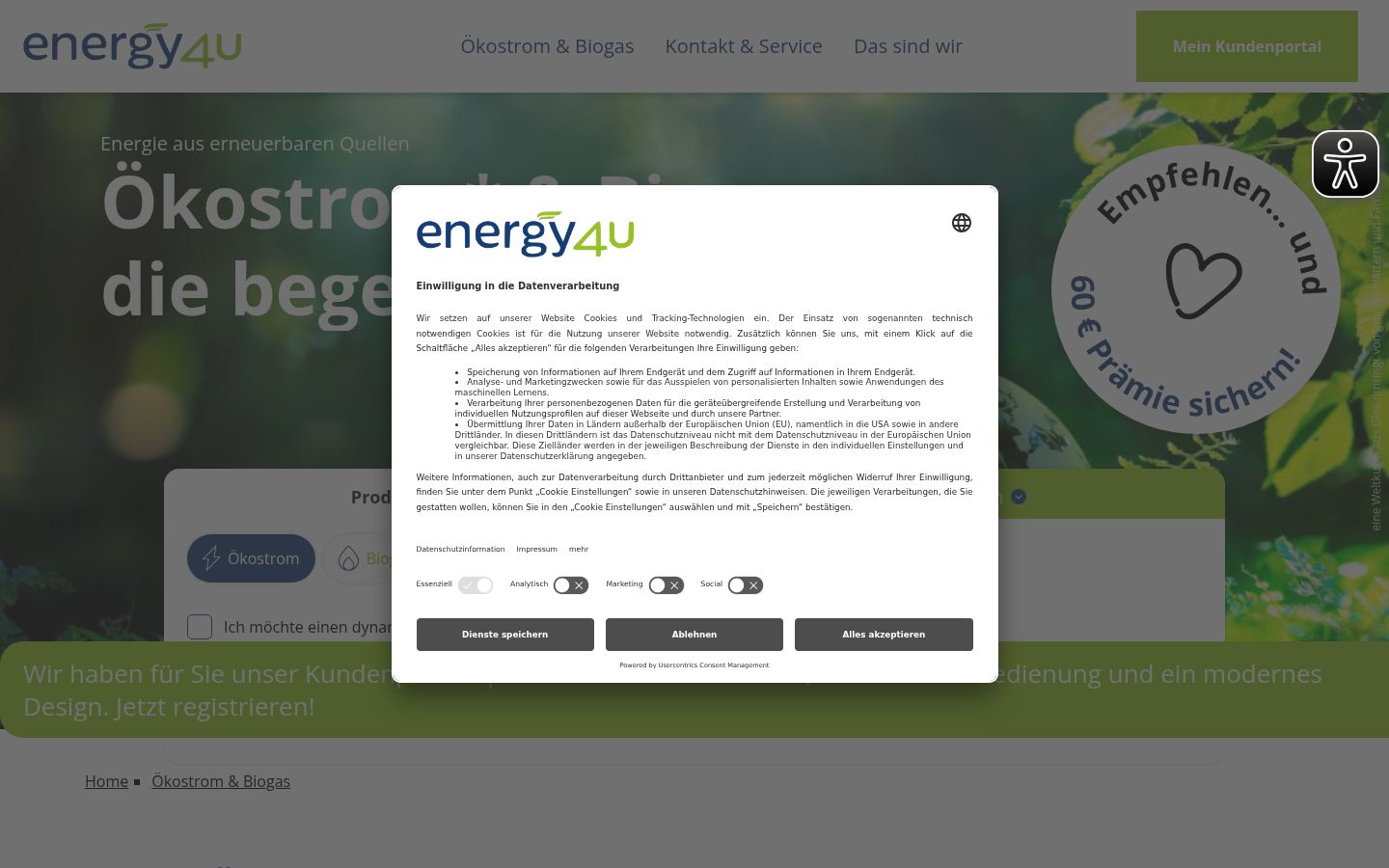 Screenshot van de toestemmingsbanner zoals getoond vóór enige interactie